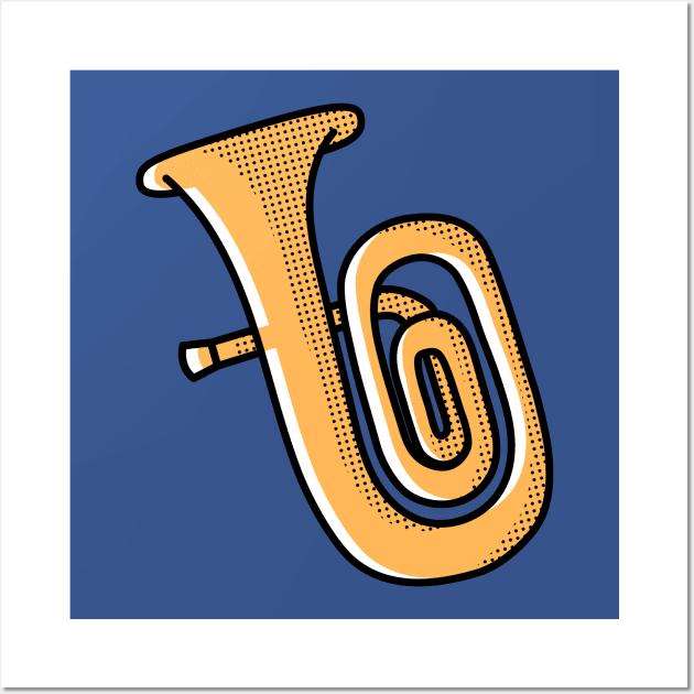 Retro Tuba Drawing Wall Art by SLAG_Creative